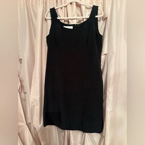 Hugo Buscati collection Milano black dress 14 sheath sleeveless slit silk